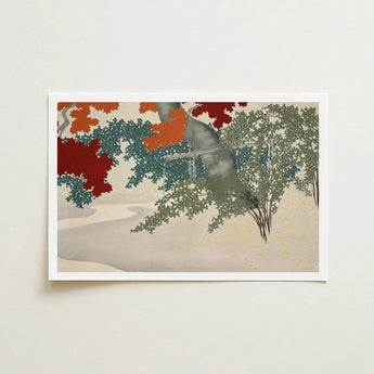 Maple - Kamisaka Sekka Japanese Autumn Art Print / Canvas Rectangular Framed Stylized Trees Vibrant, Leaves Burn, Prints