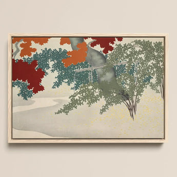 Maple - Kamisaka Sekka Japanese Autumn Art Print / Canvas Framed Artwork Stylized Trees Vibrant Orange Deep Red Kamisaka Sekka Japanese,