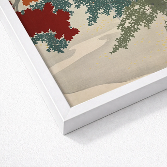 Framed Japanese-style Print Stylized Red Green Foliage Beige Kamisaka Sekka Japanese, Maple Leaves Burn, Autumn Art