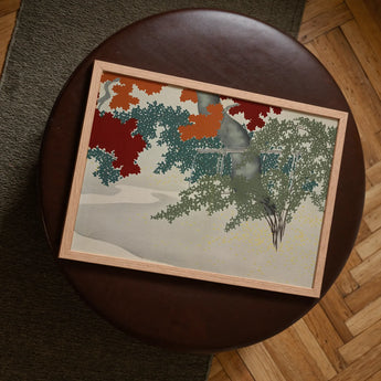 Maple - Kamisaka Sekka Japanese Autumn Art Print / Canvas Rectangular Framed Artwork Light Wood Frame Abstract Tree Kamisaka Sekka