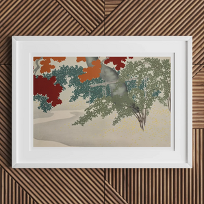 Maple - Kamisaka Sekka Japanese Autumn Art Print, Framed Landscape Art