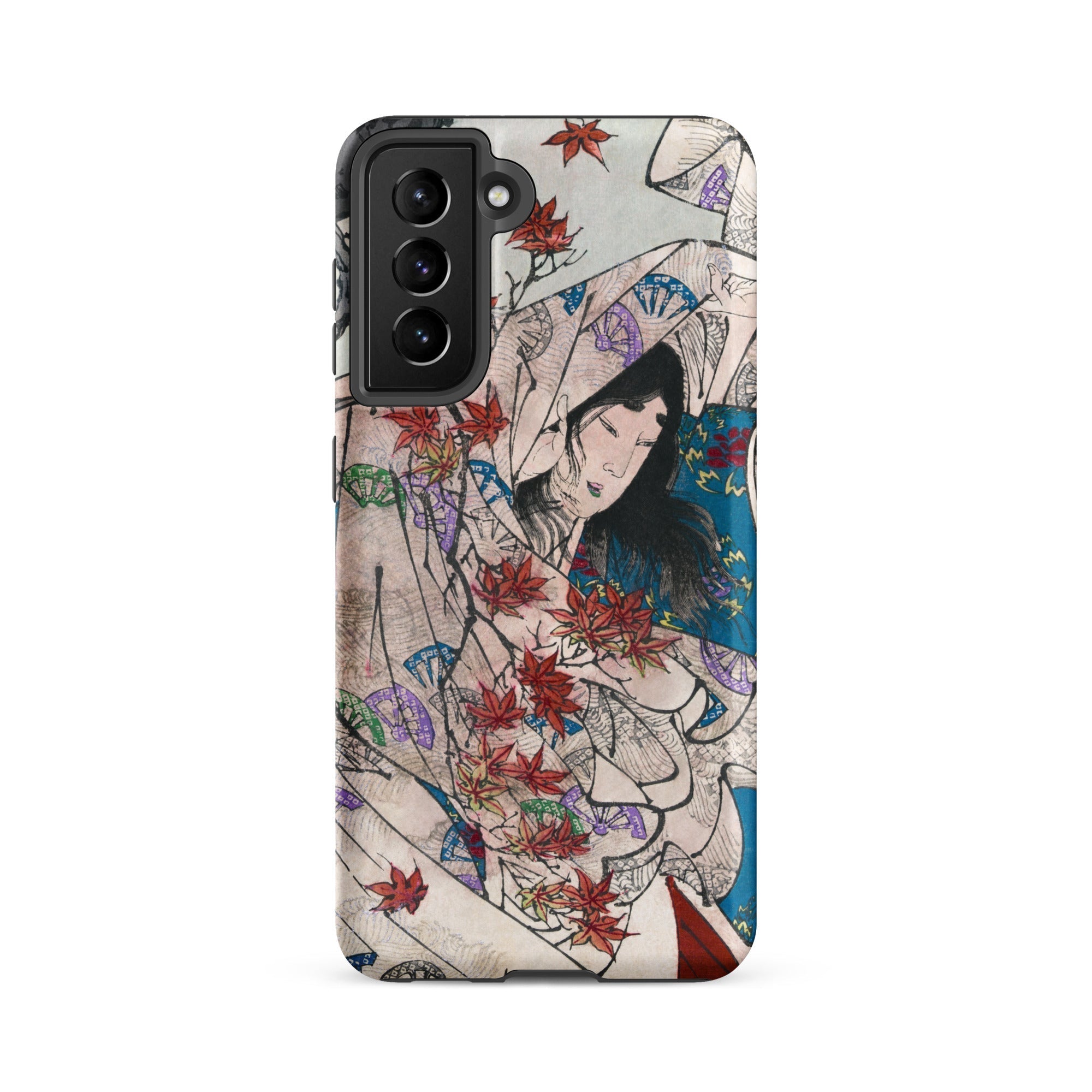 Maple Leaf Gathering Taiso Yoshitoshi Samsung Case, Galaxy S21 Fe / Matte, Smartphone Case Traditional Japanese Ukiyo e Style Illustration