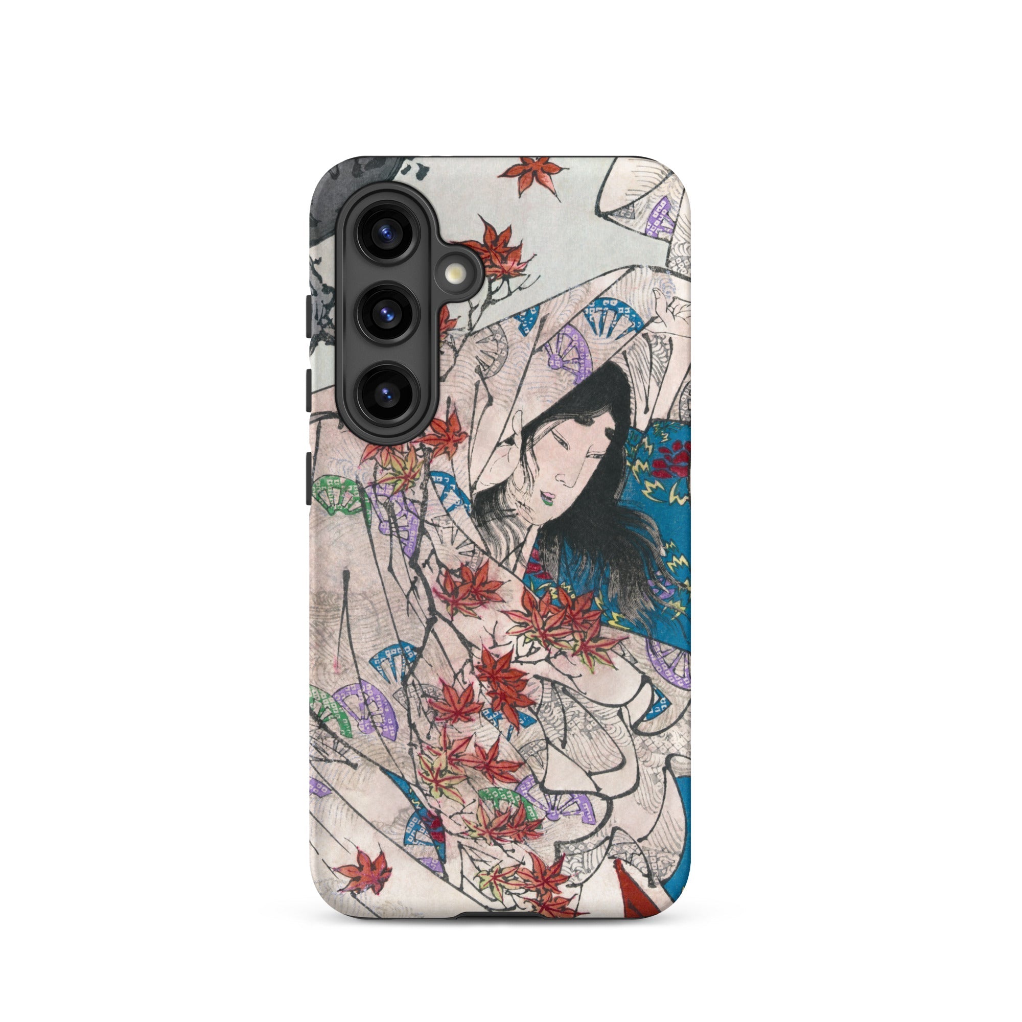 Maple Leaf Gathering Taiso Yoshitoshi Samsung Case, Galaxy S24 / Matte, Smartphone Case Traditional Japanese Art Design Woman Red