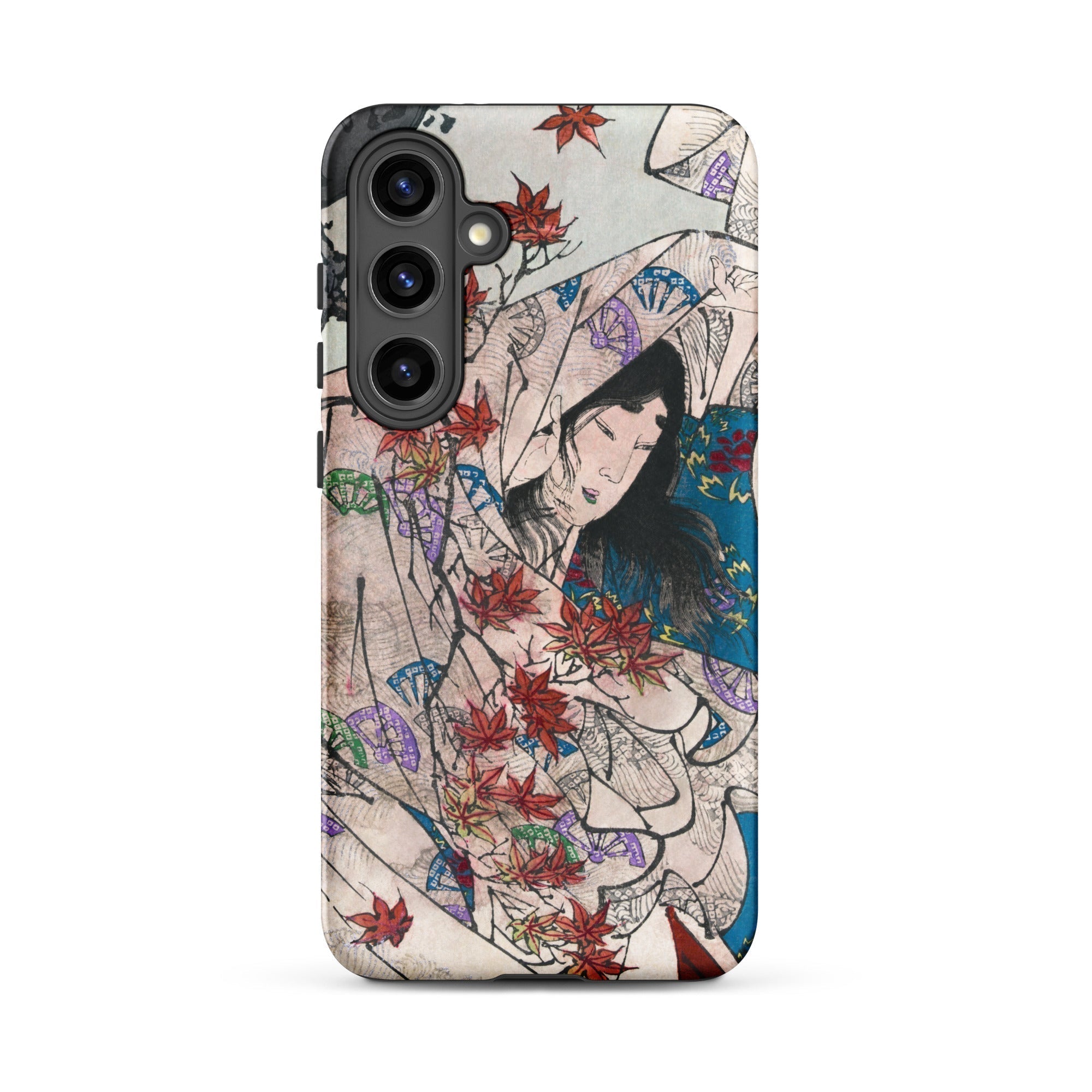Maple Leaf Gathering Taiso Yoshitoshi Samsung Case, Galaxy S24 Plus / Matte, Phone Case Artistic Rendition Woman Traditional Japanese Attire
