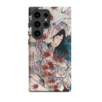 Maple Leaf Gathering - Taiso Yoshitoshi Samsung Case, Galaxy S24 Ultra / Matte, Smartphone Case Traditional Japanese Art Design Woman Red