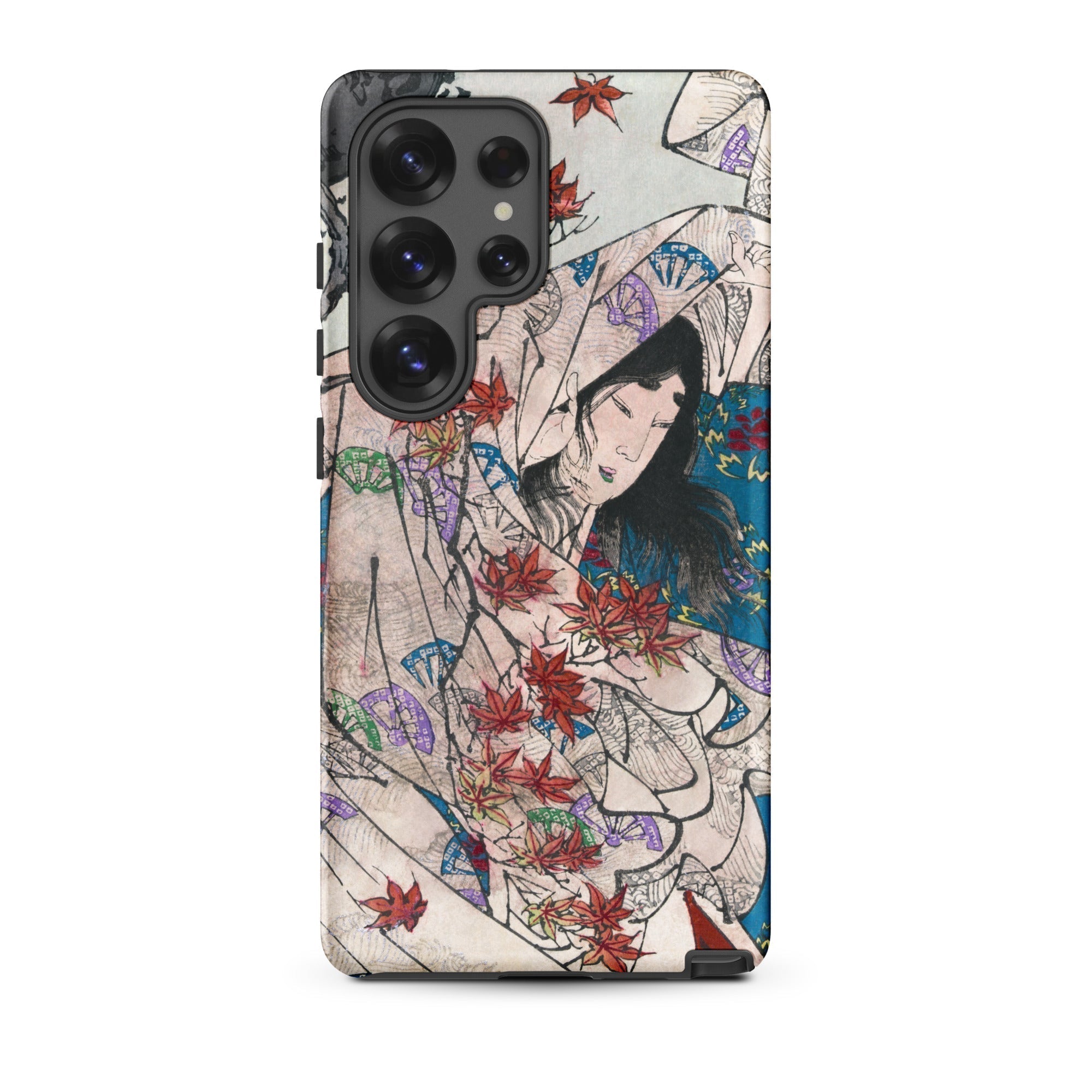 Maple Leaf Gathering Taiso Yoshitoshi Samsung Case, Galaxy S25 Ultra / Matte, Smartphone Case Traditional Japanese Art Design Woman Red