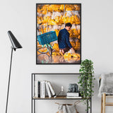 Marigolden - Bkk Flower Market Marigolds Framed Canvas, Framed Photograph Market Stall Yellow Produce Displays