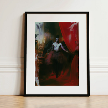 Marius - Gay African American Vampire Art Print / Canvas, 12x16’’ / 31x41cm / Black Frame / Matboard, Posters Prints & Visual Artwork, Toby