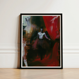 Framed Artwork Muscular Winged Figure Dark Attire Seated African American Vampire, Marius Steps Forward, Gay
