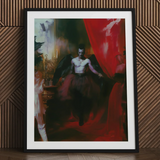Marius - Gay African American Vampire Art Print / Canvas Black-framed Art Print Dramatic Winged Figure Dark Attire African American