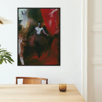 Marius - Gay African American Vampire Art Print / Canvas Framed Painting Dramatic Dark-toned Scene Angelic Figure Red African American
