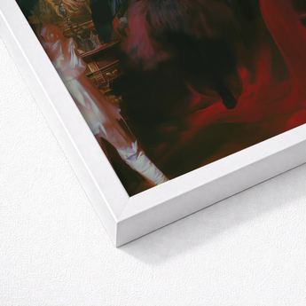 White Framed Art Print Dramatic Painterly Scene Rich African American Vampire, Marius Steps Forward, Gay
