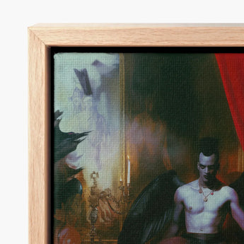 Wooden-framed Canvas Print Dark Moody Painting Shirtless Man African American Vampire, Marius Steps Forward, Gay