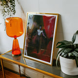 Marius - Gay African American Vampire Art Print, Vibrant Orange Glass Table Lamp Ribbed Texture