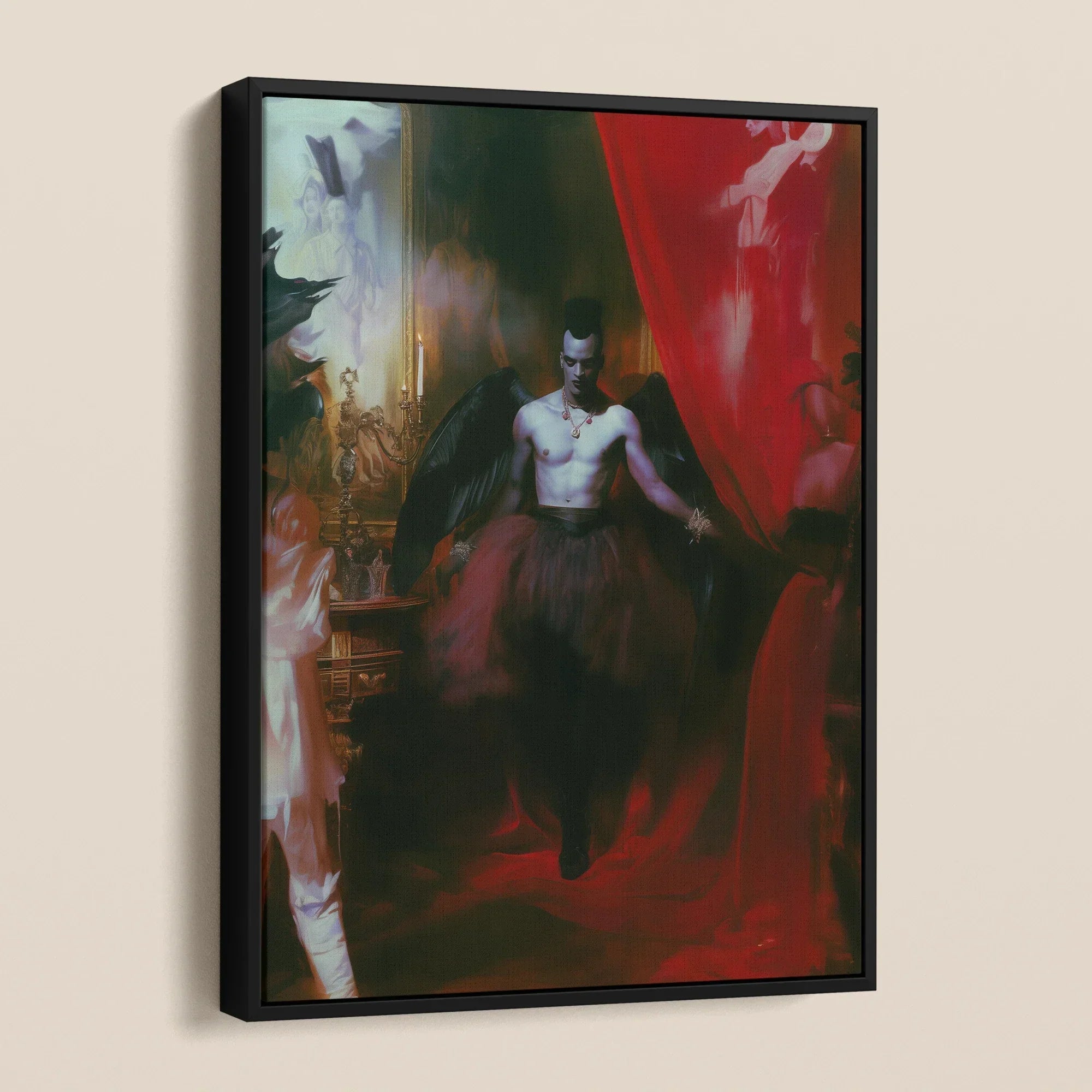 Marius - Gay African American Vampire Framed Canvas, Framed Dark Angel Painting