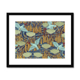 Martins-pêcheurs - Maurice Pillard Verneuil Art Print, Framed Heron Lily Pad Pattern
