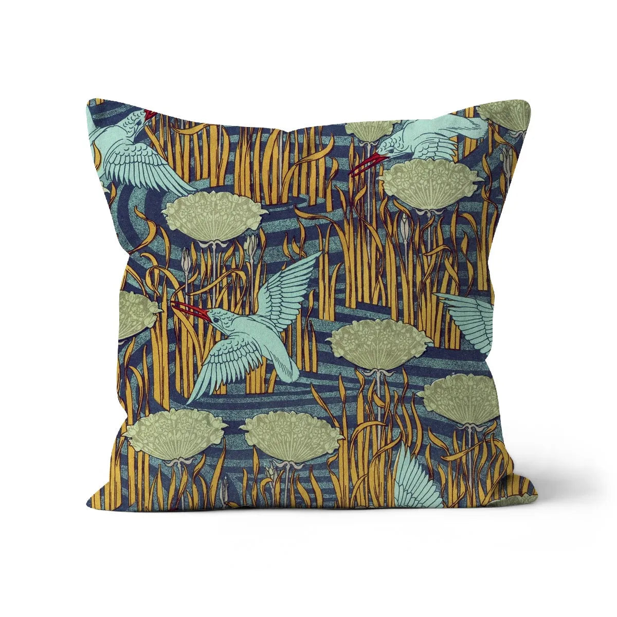 Martins-pêcheurs - Maurice Pillard Verneuil Cushion - Decorative Throw Pillow - Linen / 18’x18’ - Throw Pillows