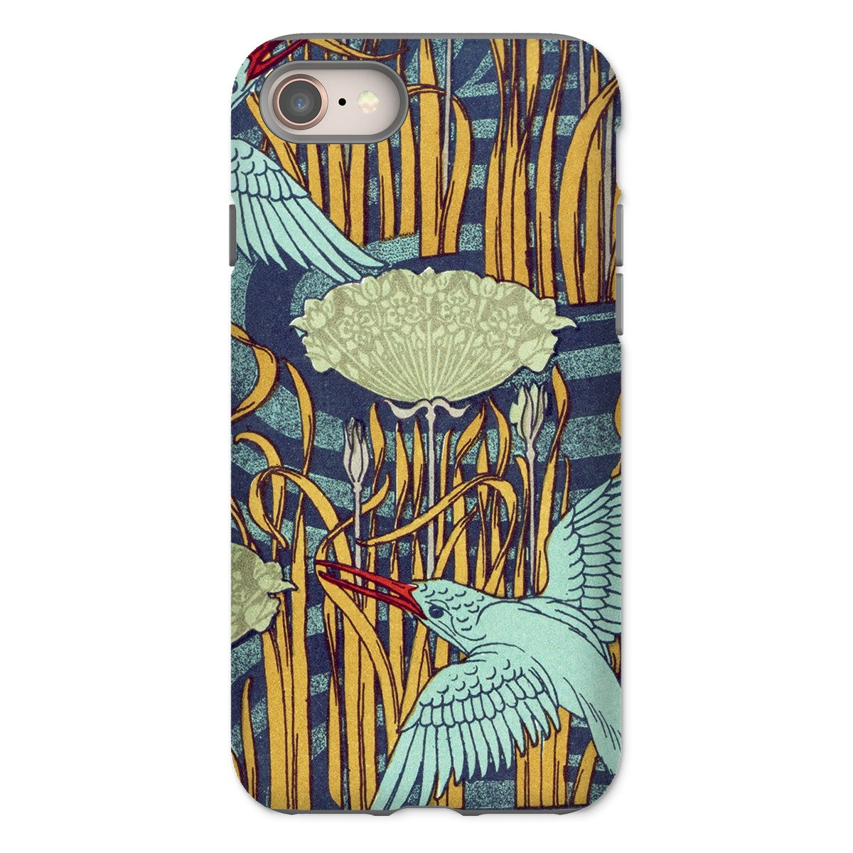 Martins Pêcheurs Maurice Pillard Verneuil Iphone Case, 8 / Matte, Decorative Phone Case Art Nouveau Style Design Cranes Water