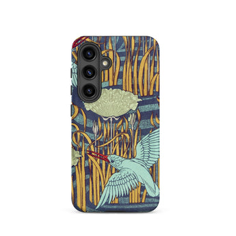 Martins-peecheurs - Maurice Pillard Verneuil Samsung Case, Galaxy S24 / Matte, Smartphone Case Art Nouveau-style Nature Pattern Crane Reeds