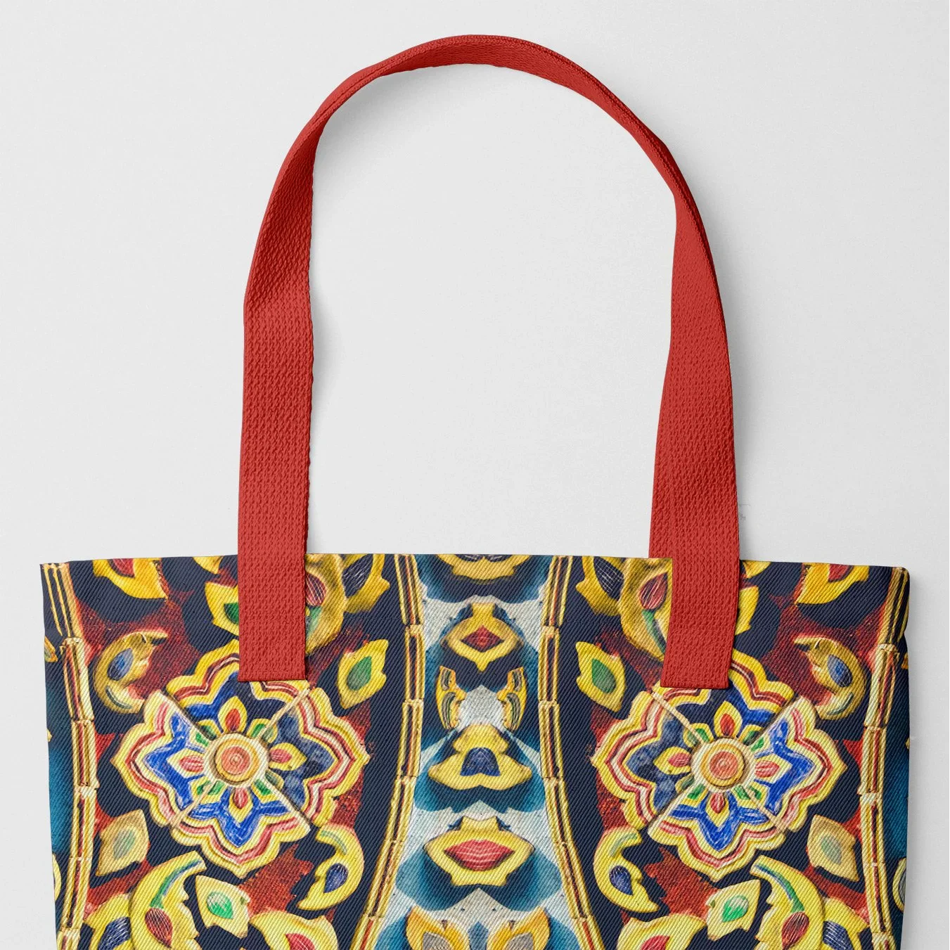 Masala Thai - Mosaic Art Shopping Tote Red Handles Bags