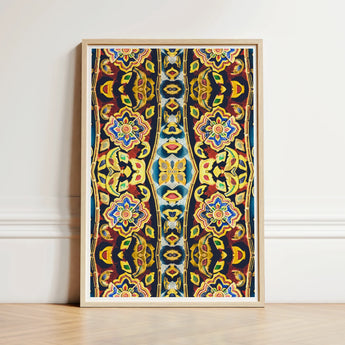 Vibrant Vertically Oriented Framed Artwork Symmetrical Kaleidoscopic Pattern Thailand’s Psychedelic Temple, Thai Aesthetic, Design Ecstasy
