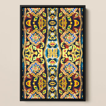Masala Thai - Mosaic Pattern Art Print / Canvas Vibrant Symmetrical Artwork Black Frame Intricate Floral Geometric Thailand’s Psychedelic