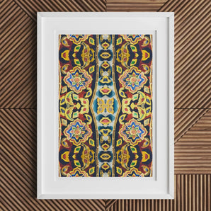 Masala Thai - Mosaic Pattern Art Print, Framed Colorful Symmetrical Pattern Artwork Intricate Floral Geometric