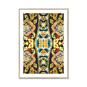 Masala Thai - Mosaic Pattern Art Print, Framed Kaleidoscopic Pattern Artwork Vibrant Floral Geometric Designs