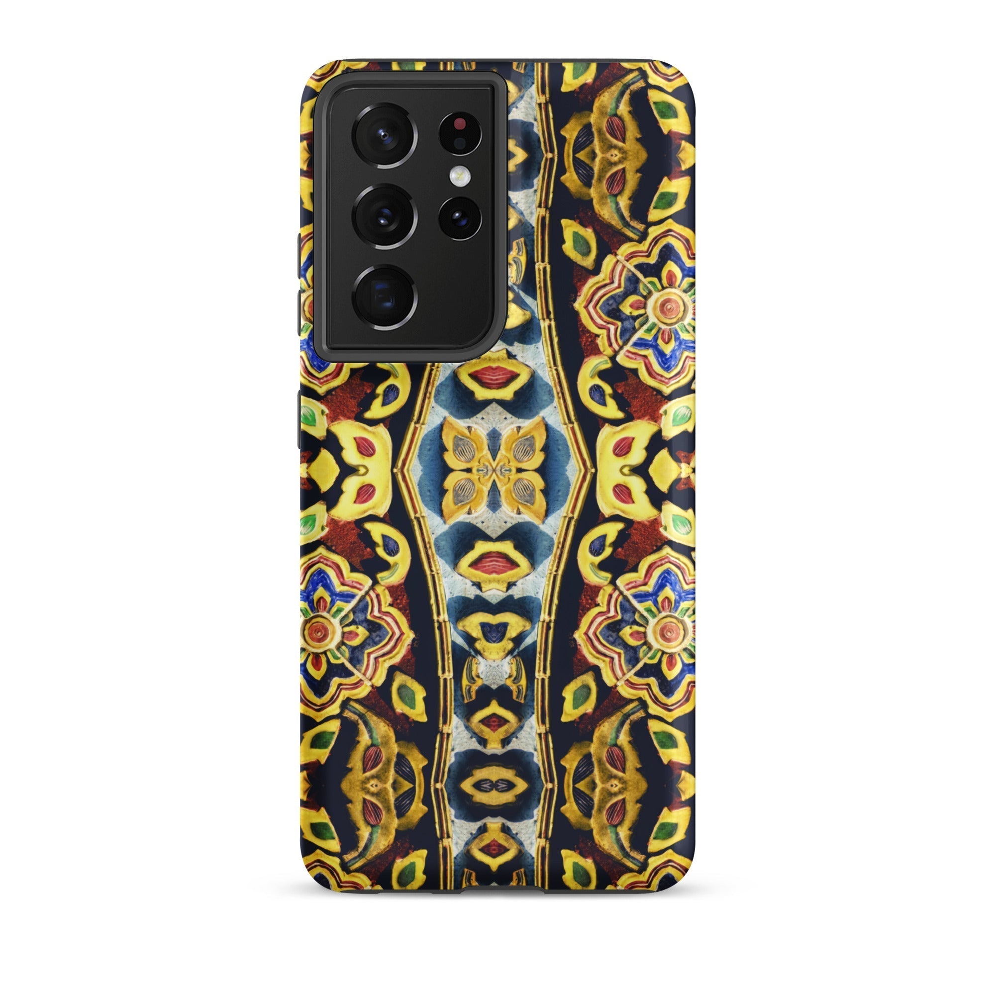 Masala Thai Mosaic Pattern Art Samsung Case, Galaxy S21 Ultra / Matte, Smartphone Black Camera Module Ornate Colorful Pattern
