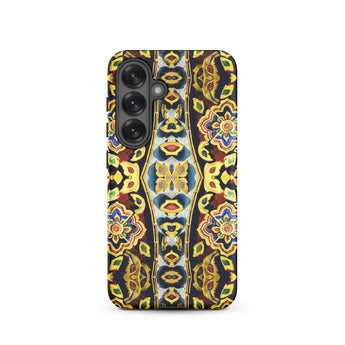 Masala Thai - Mosaic Pattern Art Samsung Case, Galaxy S25 / Matte, Phone Case Vibrant Symmetrical Floral-inspired Pattern Yellow Blue