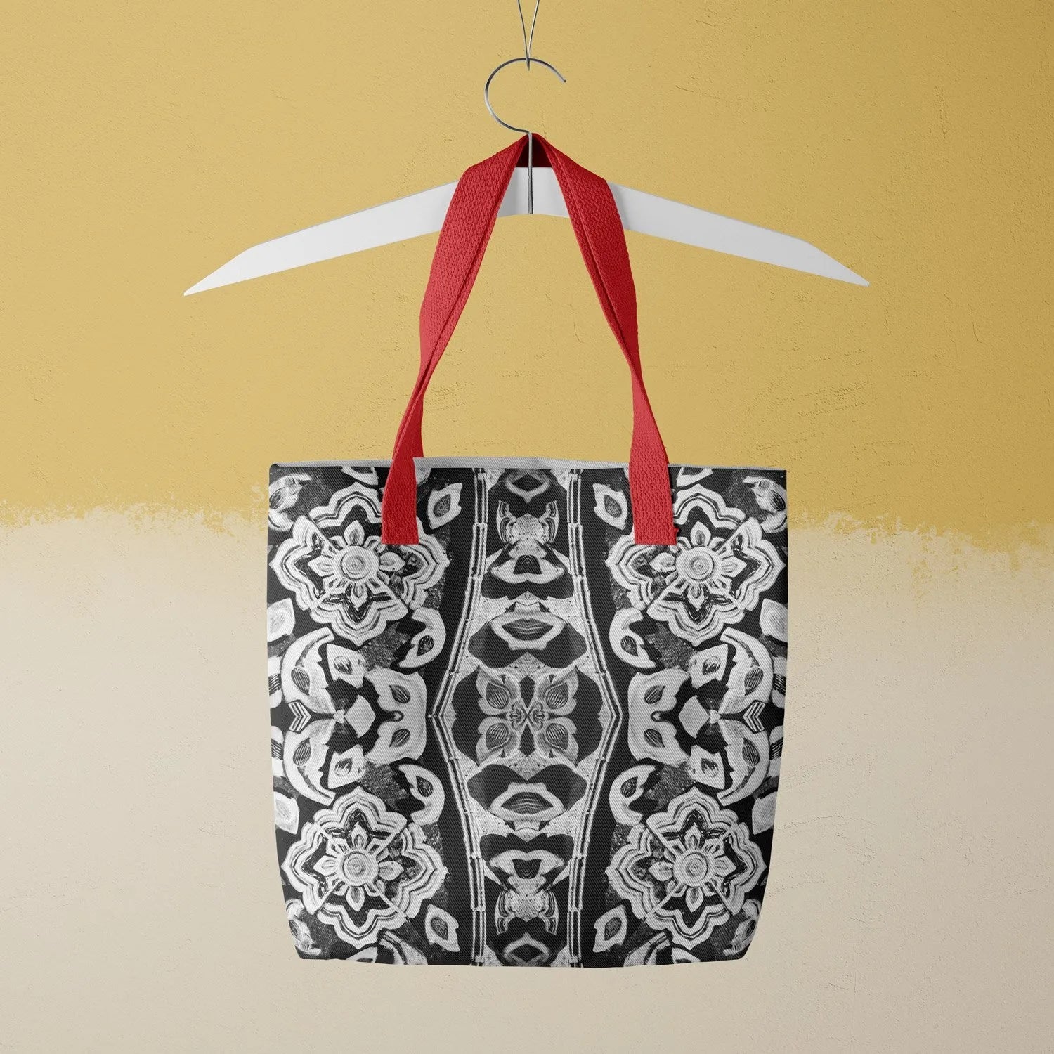 Masala Thai Tote - Black And White - Heavy Duty Reusable Grocery Bag - Shopping Totes - Aesthetic Art