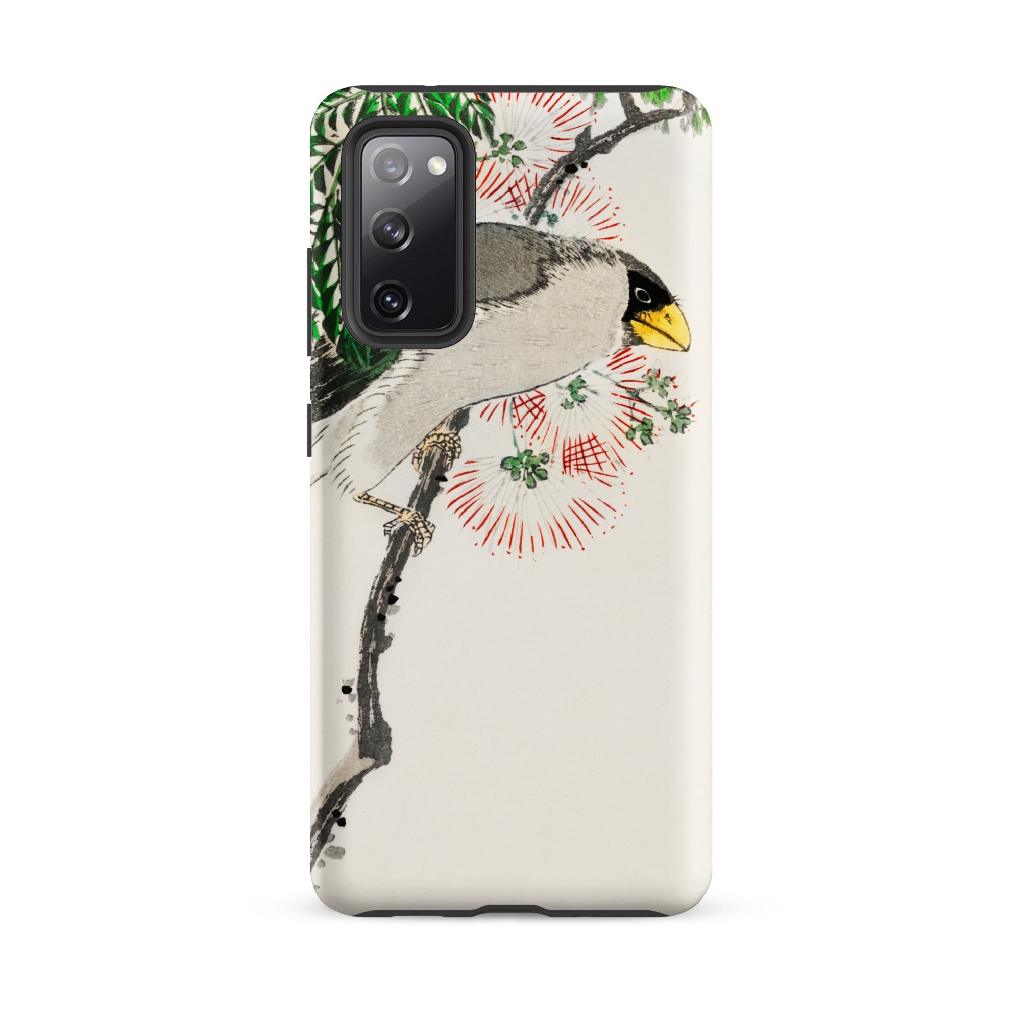 Masked Hawfinch Numata Kashu Samsung Case, Galaxy S20 Fe / Matte, White Smartphone Case Bird Branch Design