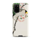 Masked Hawfinch Numata Kashu Samsung Case, Galaxy S20 Plus / Matte, White Smartphone Case Bird Branch Design