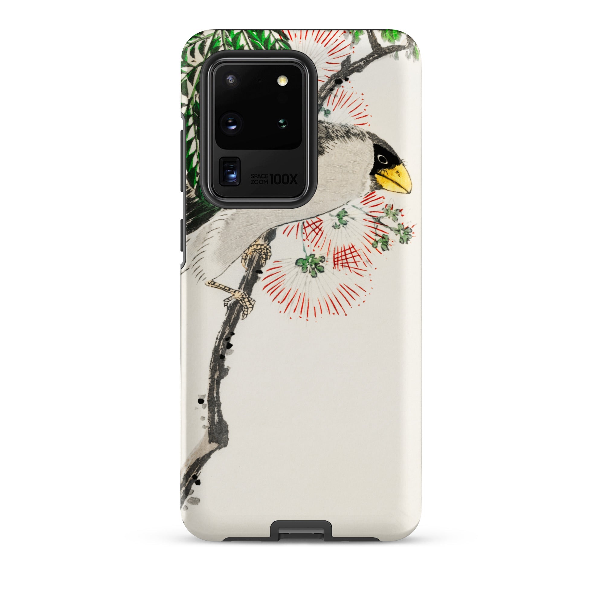 Masked Hawfinch Numata Kashu Samsung Case, Galaxy S20 Ultra / Matte, White Smartphone Case Black Camera Module Painted Bird