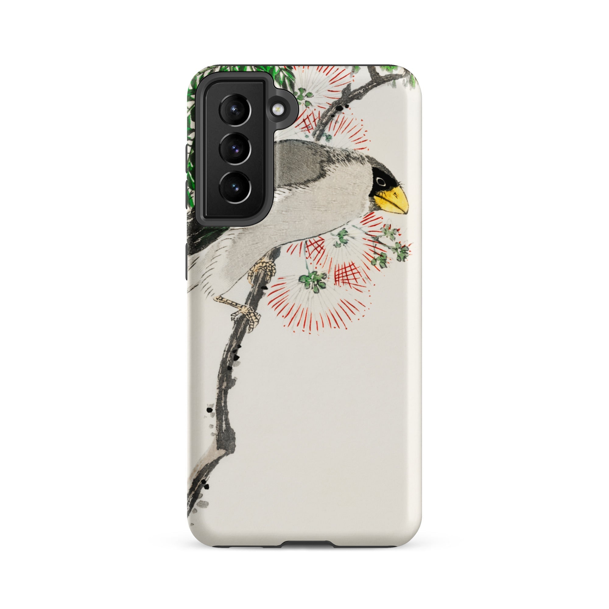 Masked Hawfinch Numata Kashu Samsung Case, Galaxy S21 Fe / Matte, Smartphone Case Bird Branch Illustration