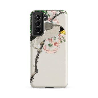 Masked Hawfinch - Numata Kashu Samsung Case, Galaxy S21 Fe / Matte, Smartphone Case Bird Branch Illustration