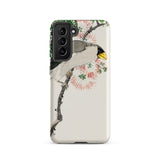 Masked Hawfinch - Numata Kashu Samsung Case, Galaxy S21 / Matte, White Phone Case Bird Flower Design