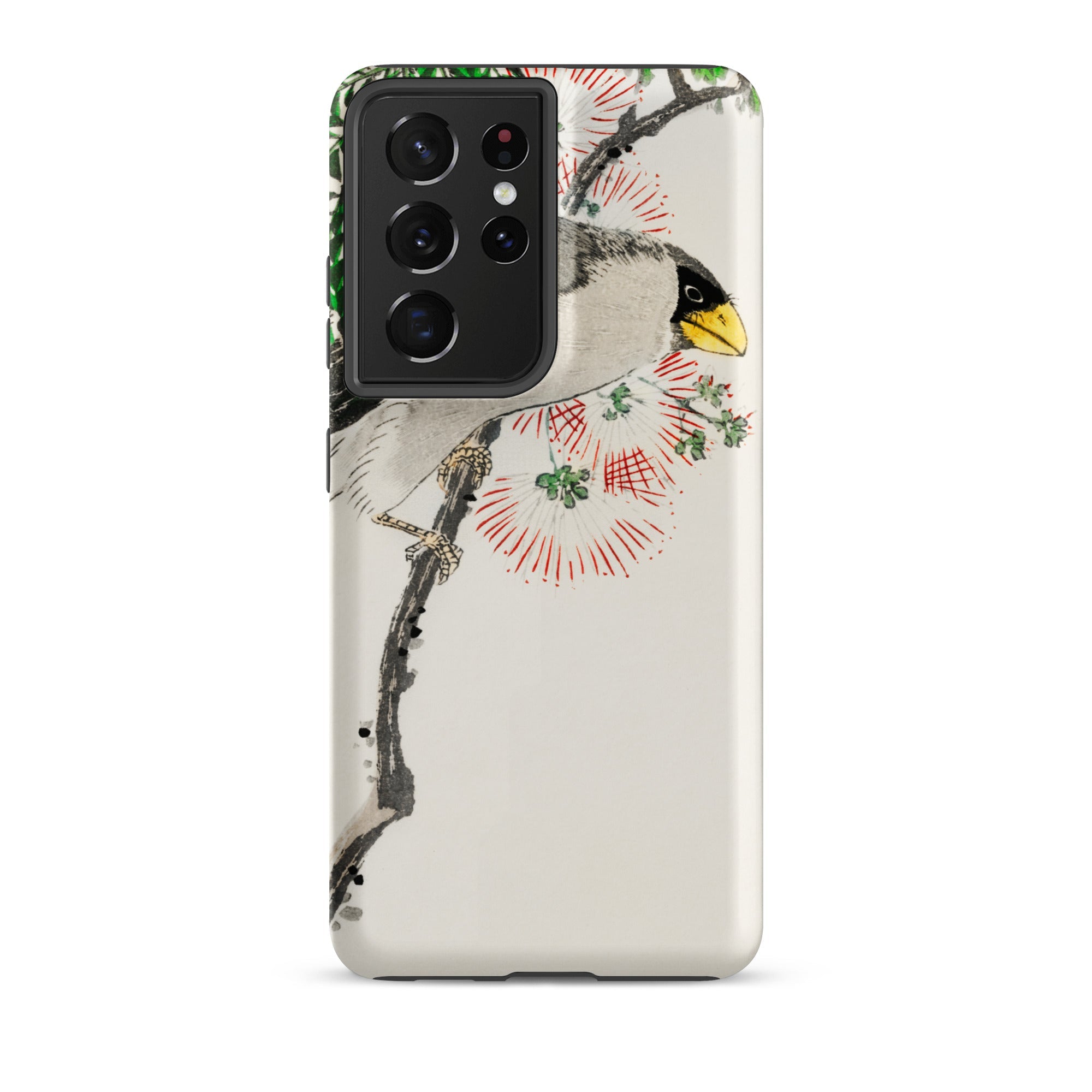 Masked Hawfinch Numata Kashu Samsung Case, Galaxy S21 Ultra / Matte, Smartphone Case Black Camera Cutout Painting Bird Branch