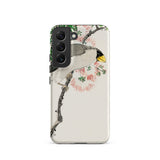 Masked Hawfinch - Numata Kashu Samsung Case, Galaxy S22 / Matte, Smartphone Case Bird Cherry Blossom Design
