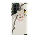 Masked Hawfinch Numata Kashu Samsung Case, Galaxy S22 Ultra / Matte, White Phone Case Bird Branch Illustration