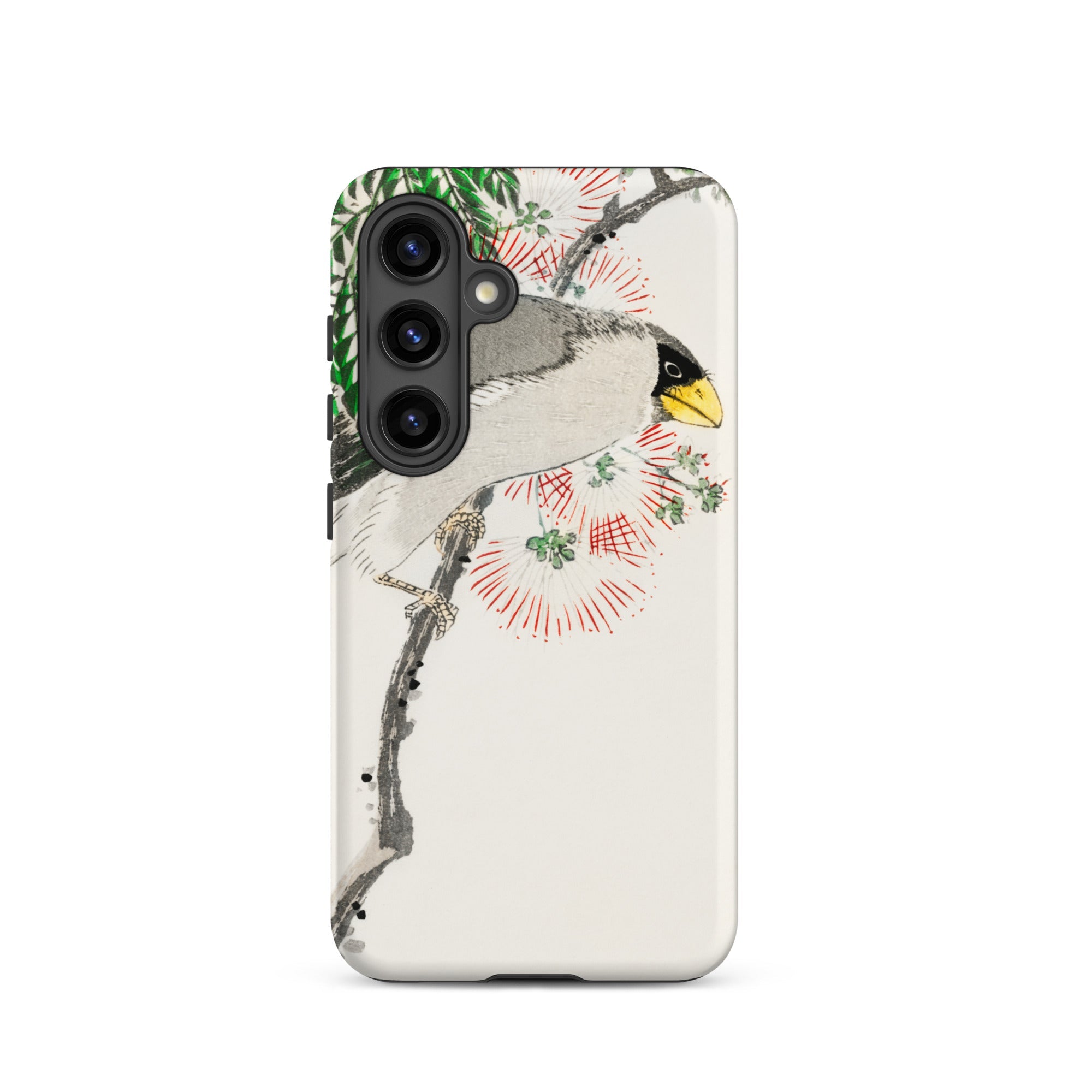 Masked Hawfinch Numata Kashu Samsung Case, Galaxy S24 / Matte, White Smartphone Case Bird Branch Design