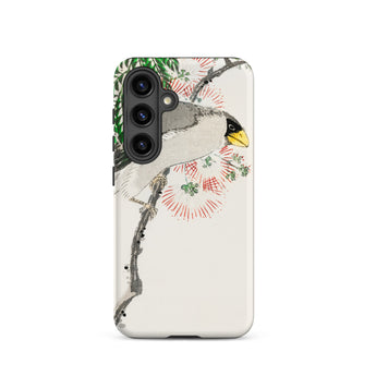 Masked Hawfinch - Numata Kashu Samsung Case, Galaxy S24 / Matte, White Smartphone Case Bird Branch Design