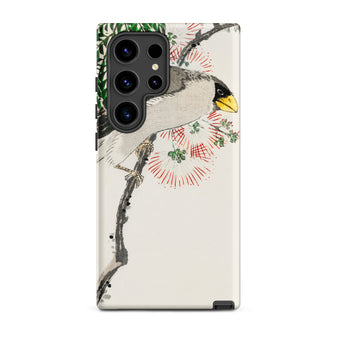 Masked Hawfinch - Numata Kashu Samsung Case, Galaxy S24 Ultra / Matte, White Smartphone Case Bird Floral Design