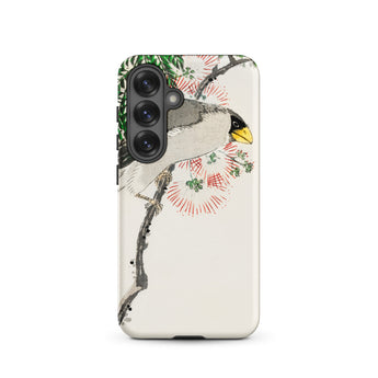 Masked Hawfinch - Numata Kashu Samsung Case, Galaxy S25 / Matte, White Phone Case Bird Floral Design