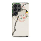 Masked Hawfinch Numata Kashu Samsung Case, Galaxy S25 Ultra / Matte, Smartphone Case Bird Branch Flowers