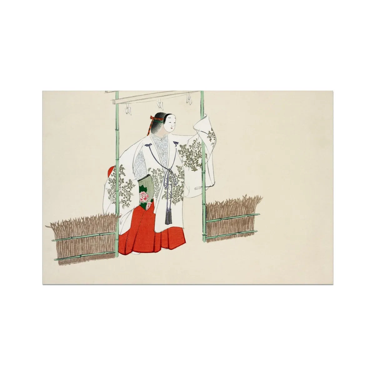 Masked Man By Kamisaka Sekka Fine Art Print - 36’x24’ - Posters Prints & Visual Artwork - Aesthetic Art