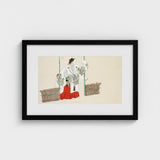 Masked Man - Kamisaka Sekka Meiji Kabuki Art Print / Canvas Black-framed Traditional Japanese Illustration Two Figures, Meiji-era Artistic