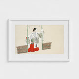 Masked Man - Kamisaka Sekka Meiji Kabuki Art Print / Canvas Framed Japanese Woodblock Woman Traditional Attire White, Meiji-era Artistic