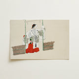 Masked Man - Kamisaka Sekka Meiji Kabuki Art Print / Canvas Delicate Illustration Traditional Japanese Figure Ornate White Red Kamisaka