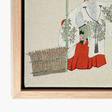 Masked Man - Kamisaka Sekka Meiji Kabuki Art Print / Canvas Framed Traditional Japanese Woman Ornate White, Meiji-era Artistic Revolution,